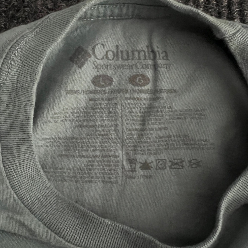 Columbia Sportswear Men's Large Sage Green Retro‎ Stripe Sunset Graphic T-Shirt - Picture 8 of 9